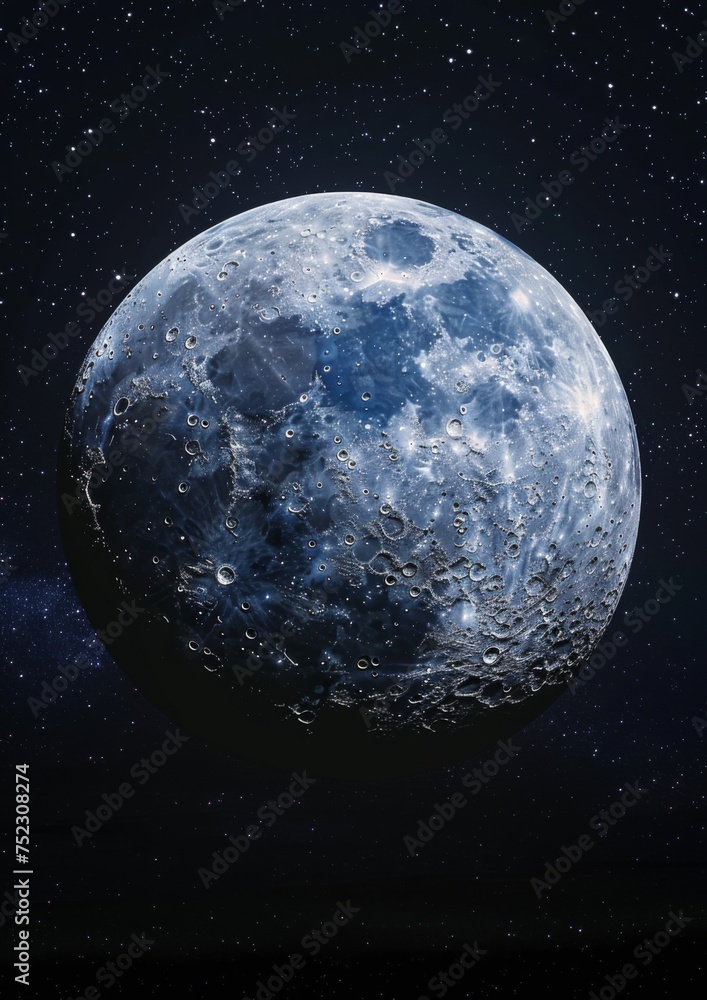 Fototapeta premium A view of the moon in a sky full of stars.