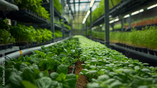 Hydroponic plants in semi-greenhouses with drip irrigation illuminated by natural sunlight 