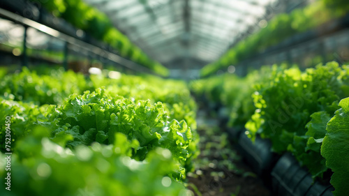 Hydroponic plants in semi-greenhouses with drip irrigation illuminated by natural sunlight 