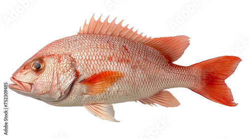 A red snapper is centered on a white background. Image generated by AI