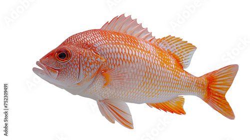 A red snapper is centered on a white background. Image generated by AI