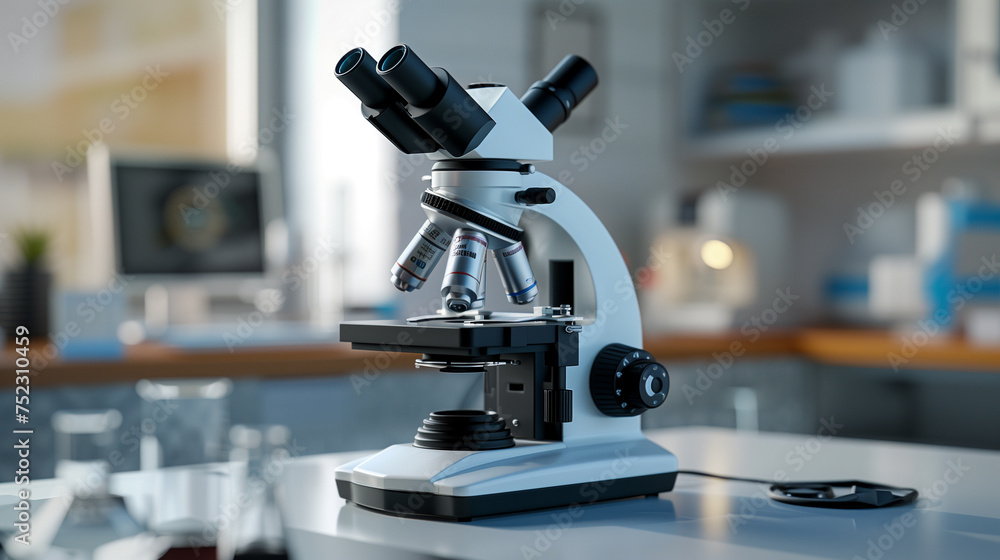 modern microscope on table in laboratory modern microscope on table in laboratory