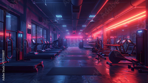 Futuristic Gym Ambiance with Neon Lights