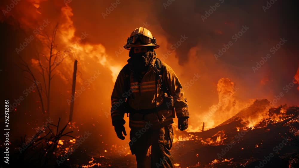 Fire fighter working at dangerous area abstract background. Generative ai. Fire fighter working at dangerous area abstract background. Generative ai.