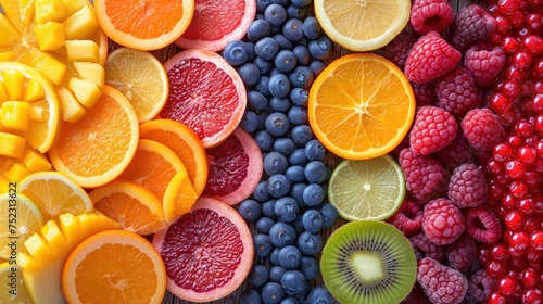 food background assorted fruits and berries