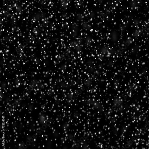 Falling down white snowflakes on black background. Isolated snowfall, snow design element. Snowstorm texture..shot of flying snowflakes in the air. © Hasibul