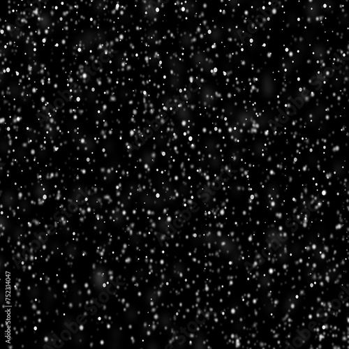 Falling down white snowflakes on black background. Isolated snowfall, snow design element. Snowstorm texture..shot of flying snowflakes in the air.