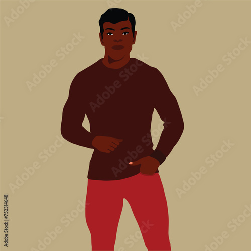 Young stylish black man in elegant style vector