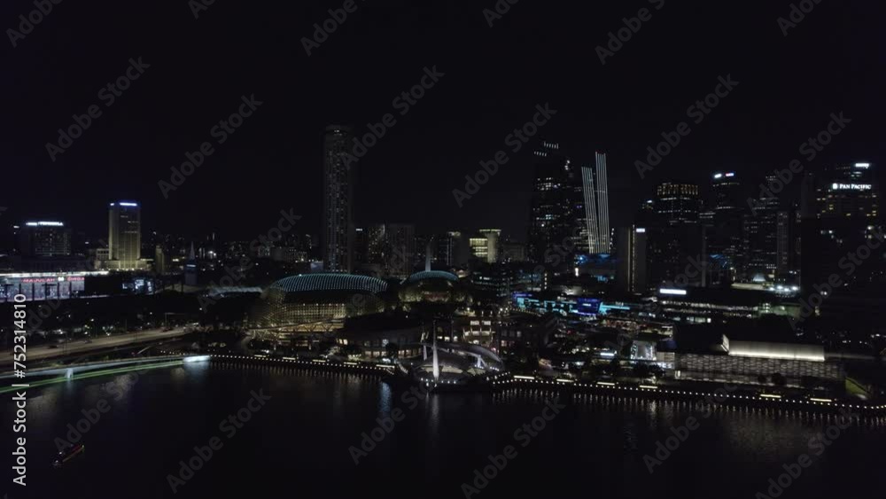 Singapore night view cityscape drone video Singapore night view cityscape drone video