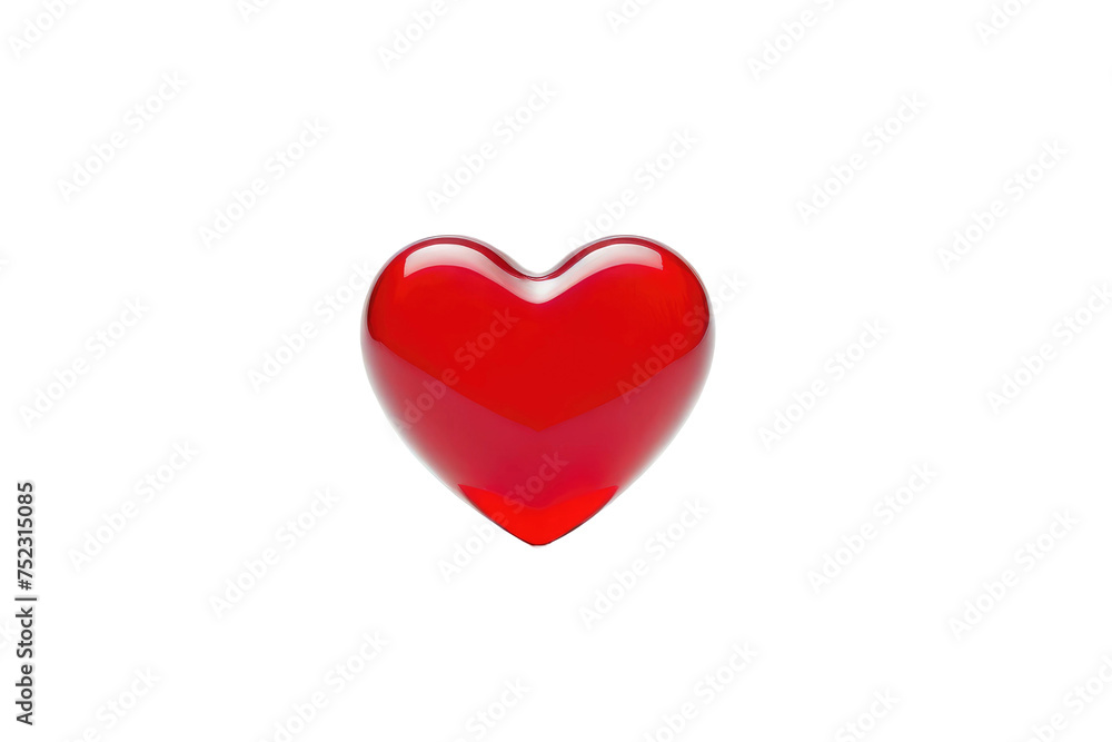 Single red heart symbol, high-resolution stock photo, isolated on pure white background, emphasizes simplicity and clear focus, ideal for icons or web graphics, high key lighting