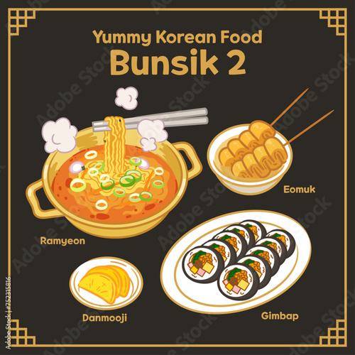 Yummy Korean foos Bunsik illustration 2, Vector set