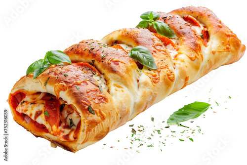 Stromboli Pizza on a Transparent Background photo