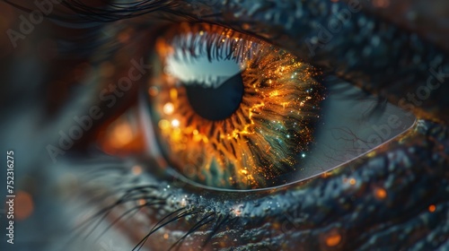Close-up of an alien creature's eye, AI Generative