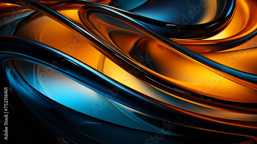 blue and amber gradient color of glass wave