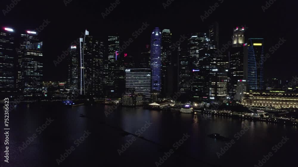 Singapore night view cityscape drone video Singapore night view cityscape drone video