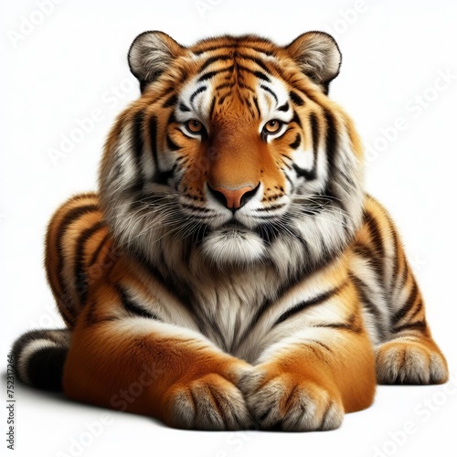 portrait of a tiger on white