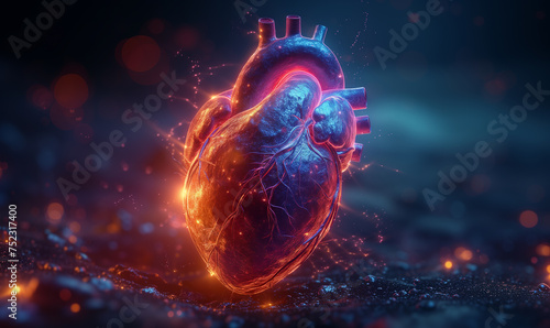 Abstract red human heart. Heart anatomy. Healthcare medical concept.