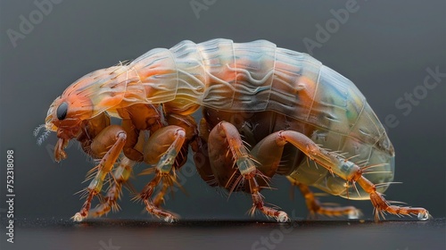 Microscopic marvel, Pulex irritans, the common flea, captured in exquisite detail, AI Generative
