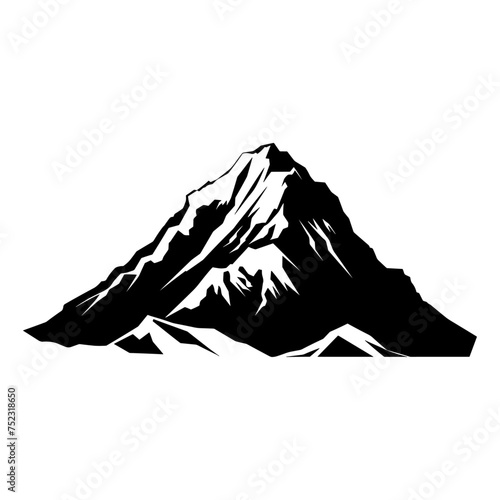 Mountain silhouette vector icon. Rocky peaks. Mountains ranges. Black and white mountain icon vector for logo