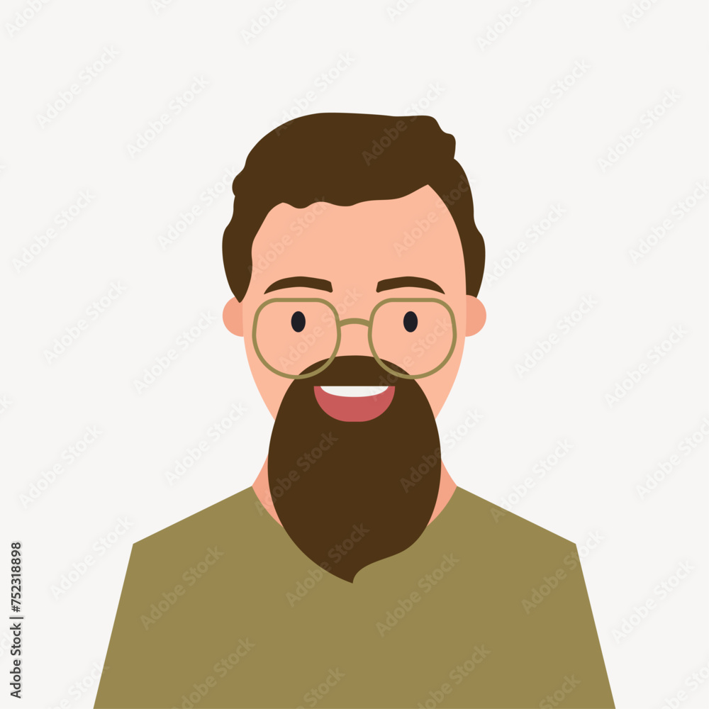 Portrait of man wearing glasses and beard. Vector illustration Portrait of man wearing glasses and beard. Vector illustration