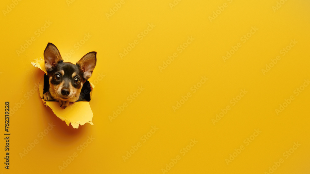 Only a cat's ears are visible, giving a mysterious and humorous vibe against a yellow backdrop