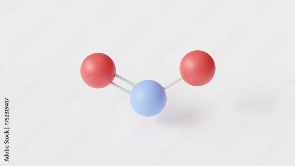 nitrogen dioxide molecule 3d, molecular structure, ball and stick model, structural chemical formula nitrogen oxides nitrogen dioxide molecule 3d, molecular structure, ball and stick model, structural chemical formula nitrogen oxides