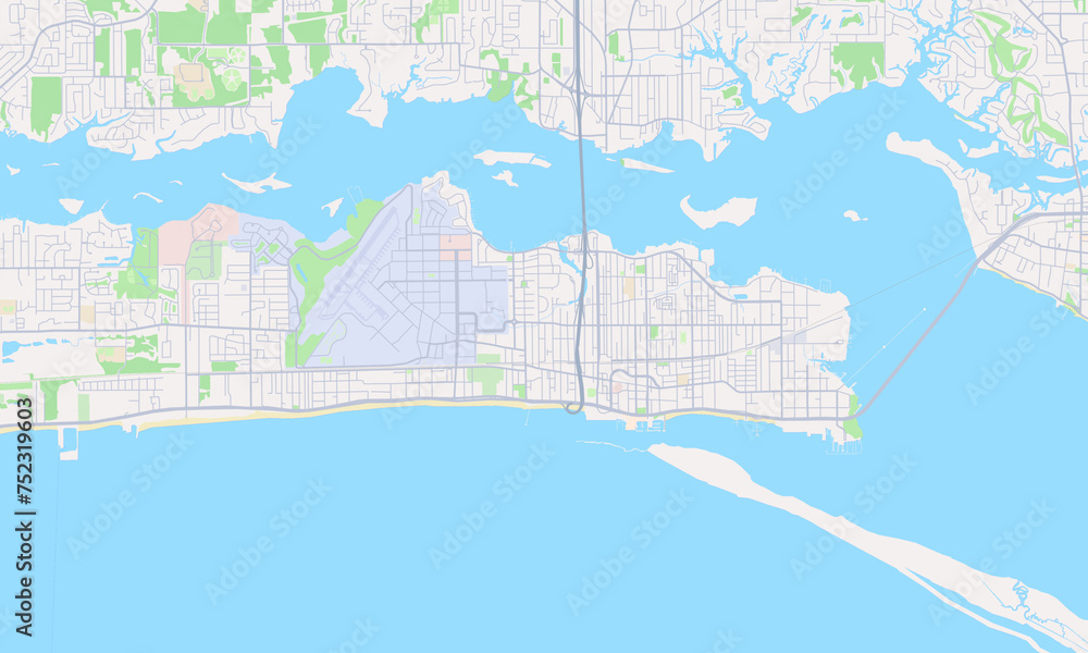 Biloxi Mississippi Map, Detailed Map of Biloxi Mississippi Stock ...