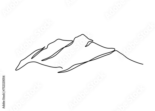 Vector isolated Mount Everest mountain peak Himalayas one single contemporary line art colorless black and white contour line easy drawing