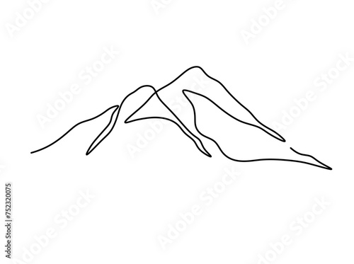 Vector isolated Aconcagua mountain peak one single contemporary line art colorless black and white contour line easy drawing
