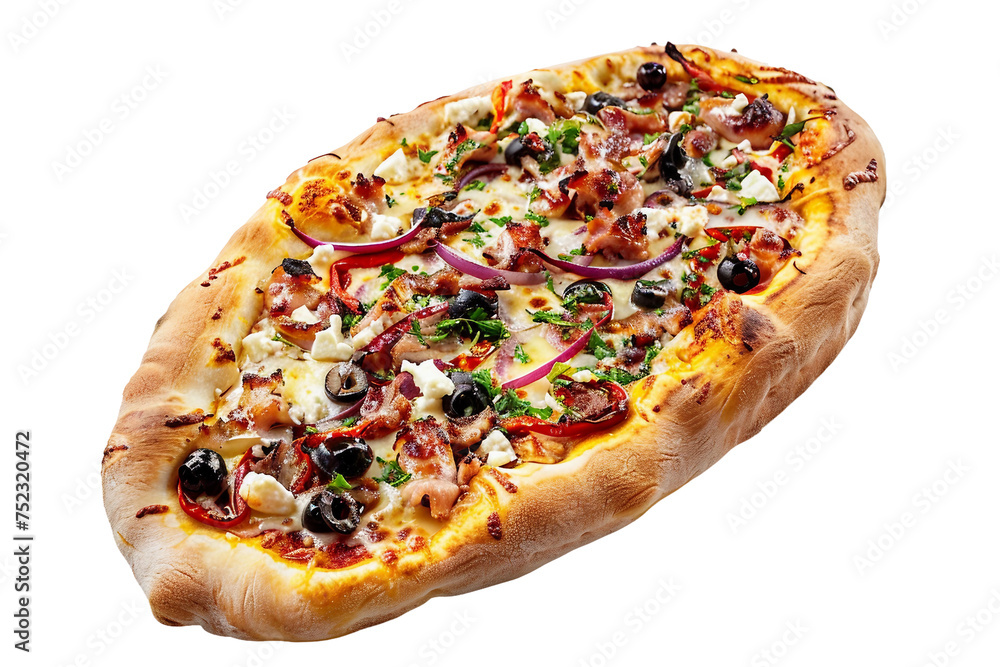 Tarte Flambee Pizza on a Transparent Background