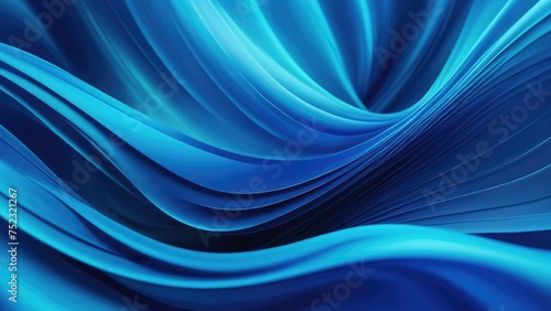 Abstract 3D aurora composed of blue silk-like textures represents futuristic business technology, swirling in a seamless background, highlights suggesting a dynamic flow of information, ethereal © ramses