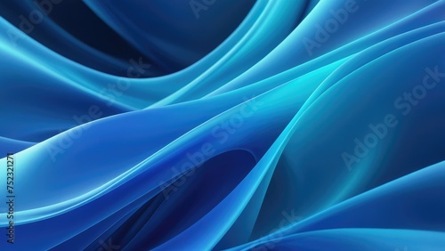 Abstract 3D aurora composed of blue silk-like textures represents futuristic business technology, swirling in a seamless background, highlights suggesting a dynamic flow of information, ethereal glow