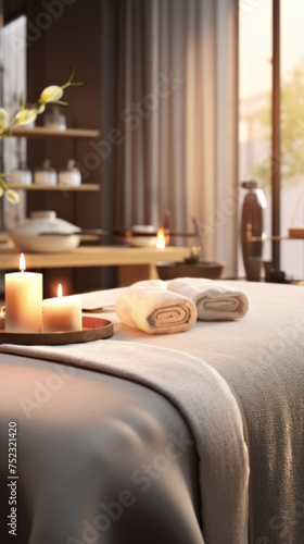 Calm Spa Room with Massage Table and Candles