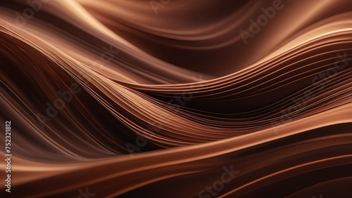 Abstract 3D business technology background, swirling aurora of brown silk textures, floating abstract geometric shapes, smooth gradients, depth of field effect, ultra fine, octane rendering