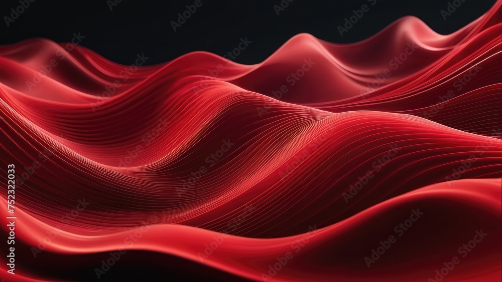 Abstract 3D red Aurora waves, resembling silk fabric, undulating in a background hinting at Business Technology, volumetric light, digital render Abstract 3D red Aurora waves, resembling silk fabric, undulating in a background hinting at Business Technology, volumetric light, digital render