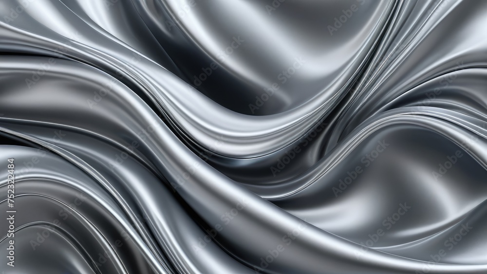 Abstract silver 3D aurora, business technology theme, silk-like textures undulating gracefully, shimmering with a metallic sheen, silk background creating a sense of advanced industrial elegance Abstract silver 3D aurora, business technology theme, silk-like textures undulating gracefully, shimmering with a metallic sheen, silk background creating a sense of advanced industrial elegance