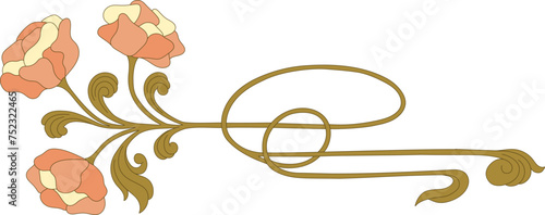 Art Nouveau floral border. Decorative element. Vector.