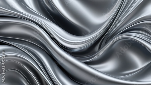 Abstract silver 3D aurora, business technology theme, silk-like textures undulating gracefully, shimmering with a metallic sheen, silk background creating a sense of advanced industrial elegance