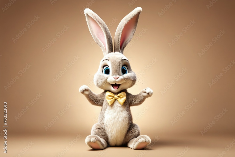 Happy cartoon Easter bunny, full body, high quality stock photograph style, isolated against a sepia brown background, emanating joy, outlined in subtle sepia hues Happy cartoon Easter bunny, full body, high quality stock photograph style, isolated against a sepia brown background, emanating joy, outlined in subtle sepia hues
