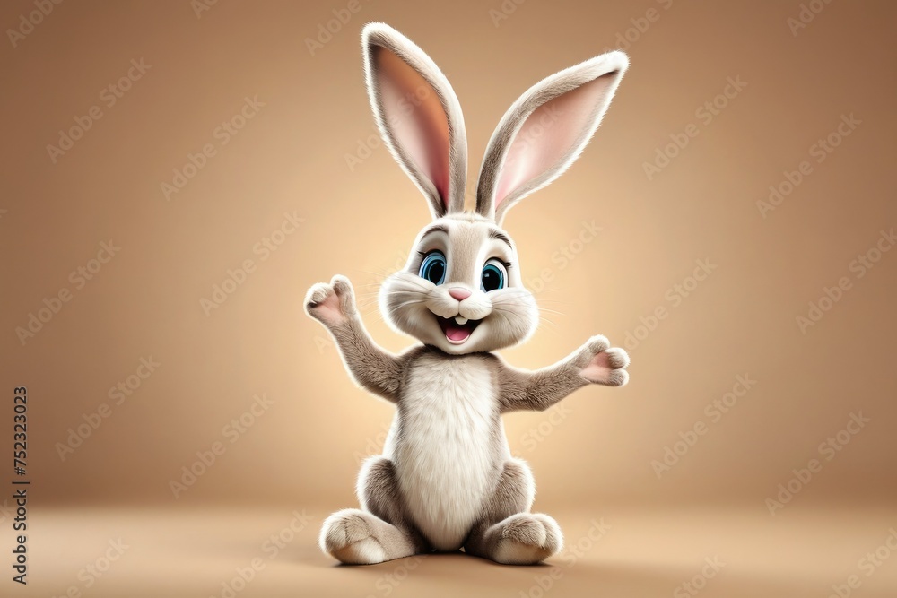 Happy cartoon Easter bunny, full body, high quality stock photograph style, isolated against a sepia brown background, emanating joy, outlined in subtle sepia hues Happy cartoon Easter bunny, full body, high quality stock photograph style, isolated against a sepia brown background, emanating joy, outlined in subtle sepia hues