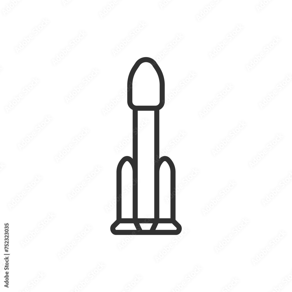 Launch vehicle, linear icon. Rocket. spaceship. Line with editable stroke Launch vehicle, linear icon. Rocket. spaceship. Line with editable stroke
