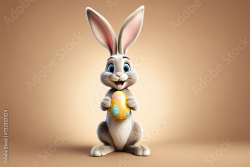 Happy cartoon Easter bunny  full body  high quality stock photograph style  isolated against a sepia brown background  emanating joy  outlined in subtle sepia hues