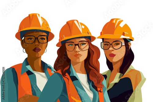 Diverse workers isolated flat cartoon people vector set. Builders and architects, repairman and engineers, women in uniform. Project managers, and employees in helmets