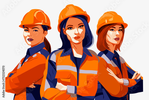 Diverse workers isolated flat cartoon people vector set. Builders and architects, repairman and engineers, women in uniform. Project managers, and employees in helmets