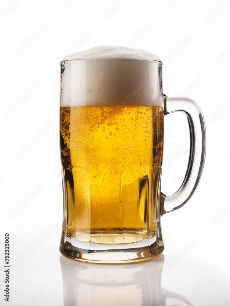 beer glass on isolated background, white background сreated with Generative Ai beer glass on isolated background, white background сreated with Generative Ai