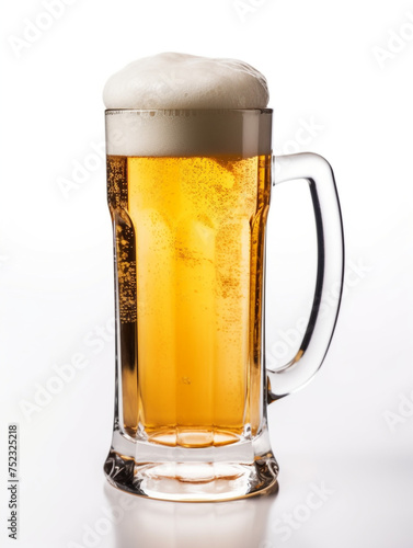 beer glass on isolated background, white background сreated with Generative Ai