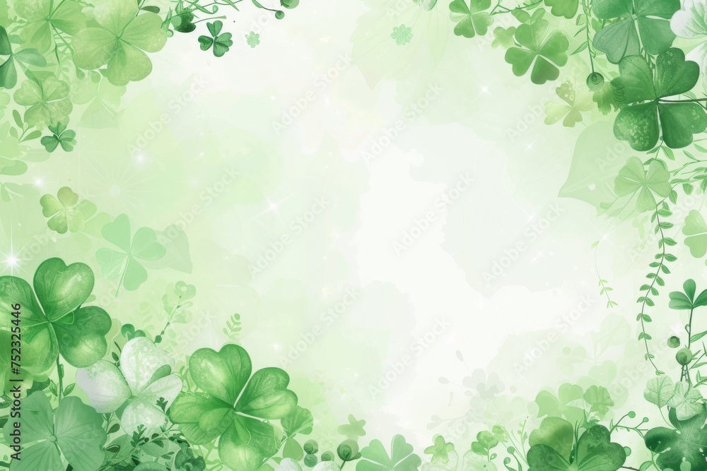 Green clover background with sparkles, nature-inspired theme. Green clover background with sparkles, nature-inspired theme.
