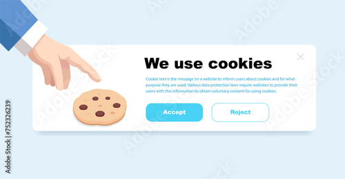 Internet web pop up we use cookies policy notification