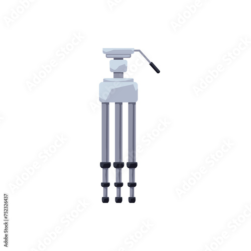 A tripod with a pan head, crafted in a minimalist style. Ideal vector illustration for photography or camera equipment themes
