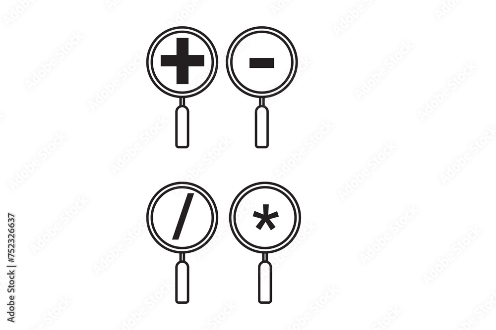 Magnifying glass loupe. Search check, cross, bug, people, star, settings collection icons. Magnifier loupe elements. Stock vector Magnifying glass loupe. Search check, cross, bug, people, star, settings collection icons. Magnifier loupe elements. Stock vector